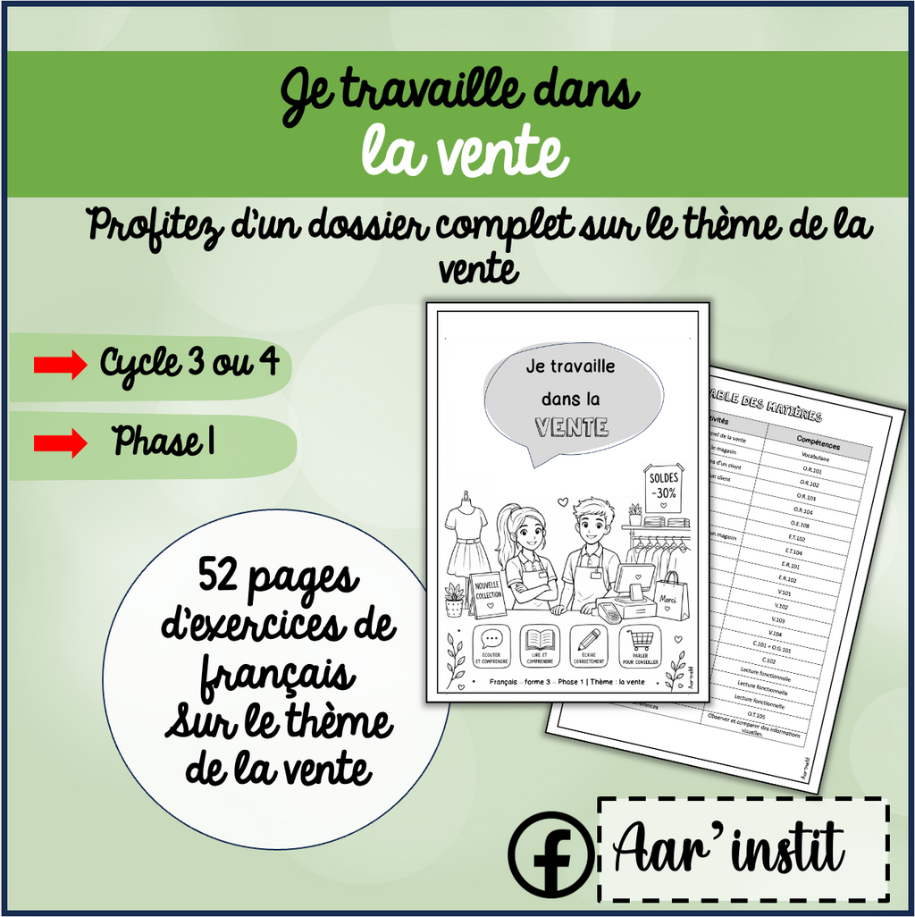 Mon cahier de français - Je travaille dans la vente