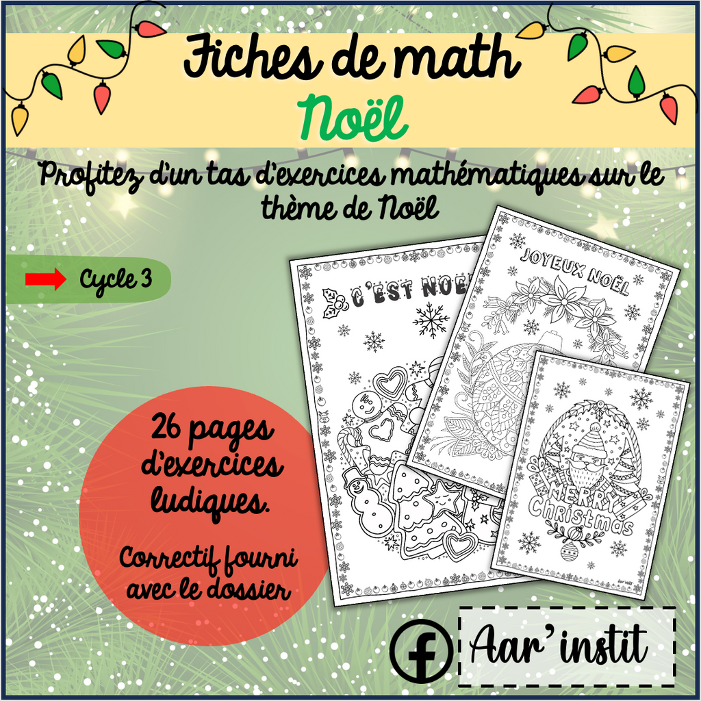 Des fiches de mathématiques pour Noël