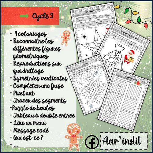 Des fiches de mathématiques pour Noël (cycle 3)