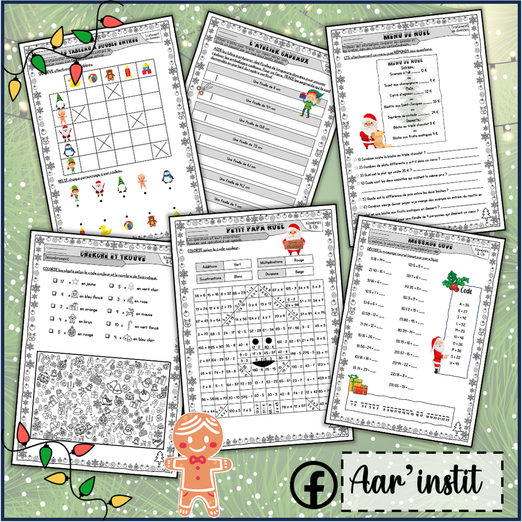 Des fiches de mathématiques pour Noël