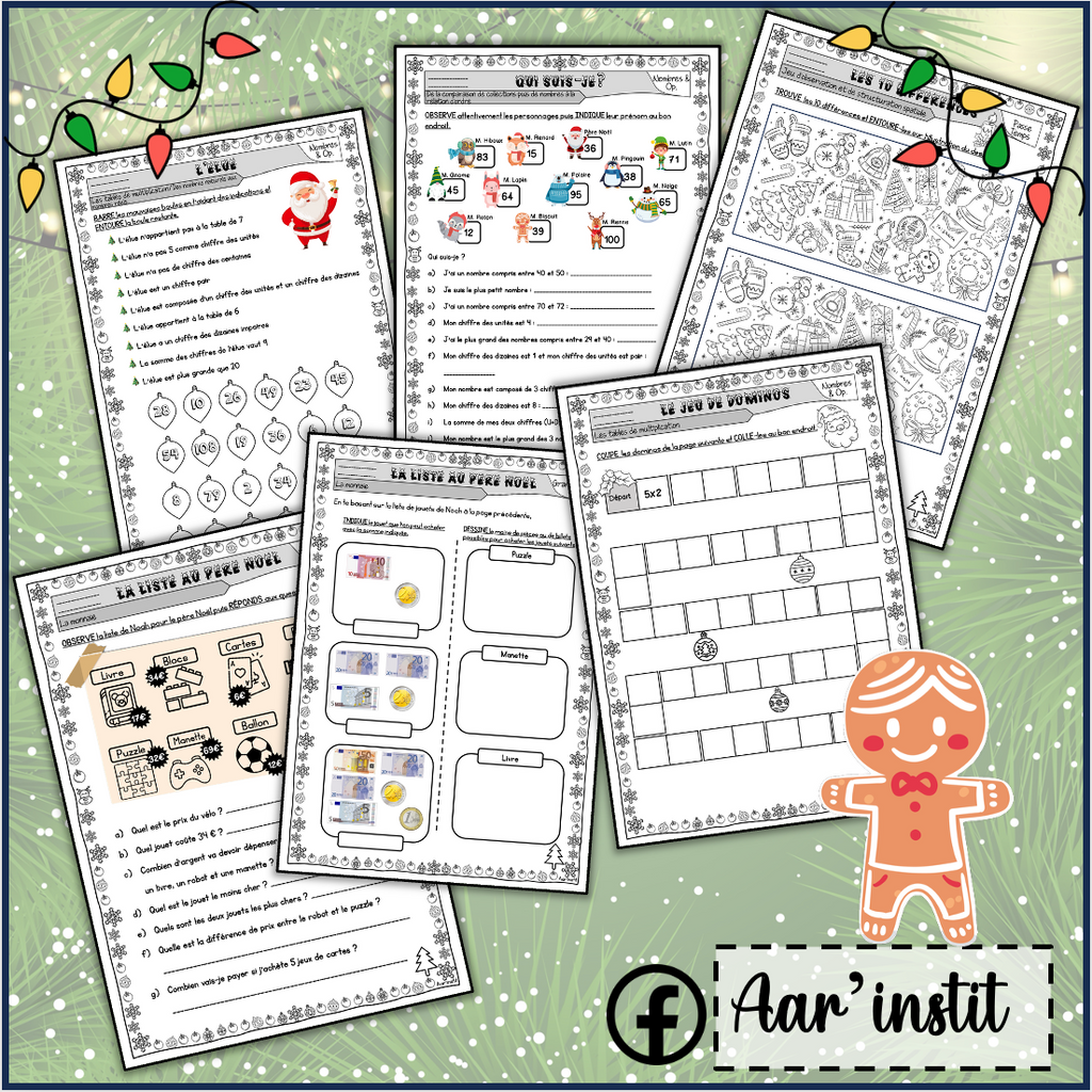Des fiches de mathématiques pour Noël
