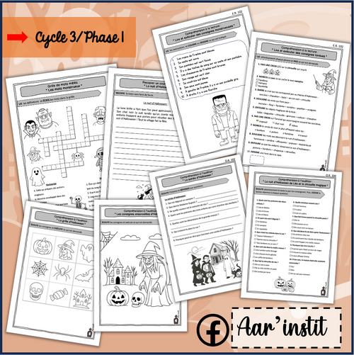 Des fiches de français pour Halloween (cycle 3)