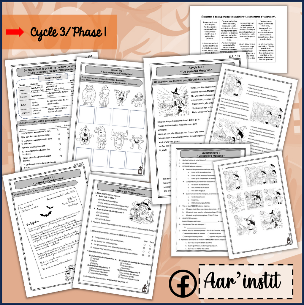 Des fiches de français pour Halloween (cycle 3)