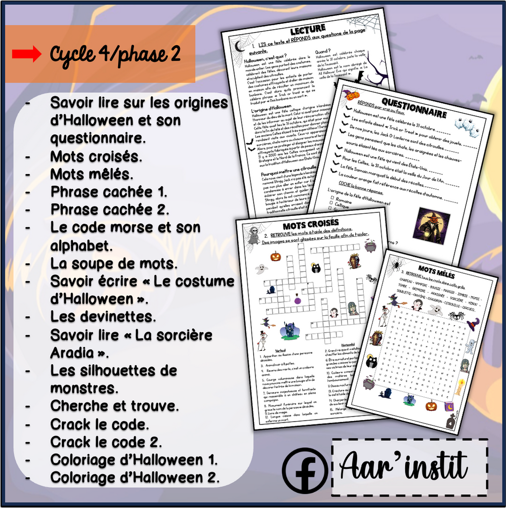 Mon dossier d'Halloween (cycle 3 ou 4)