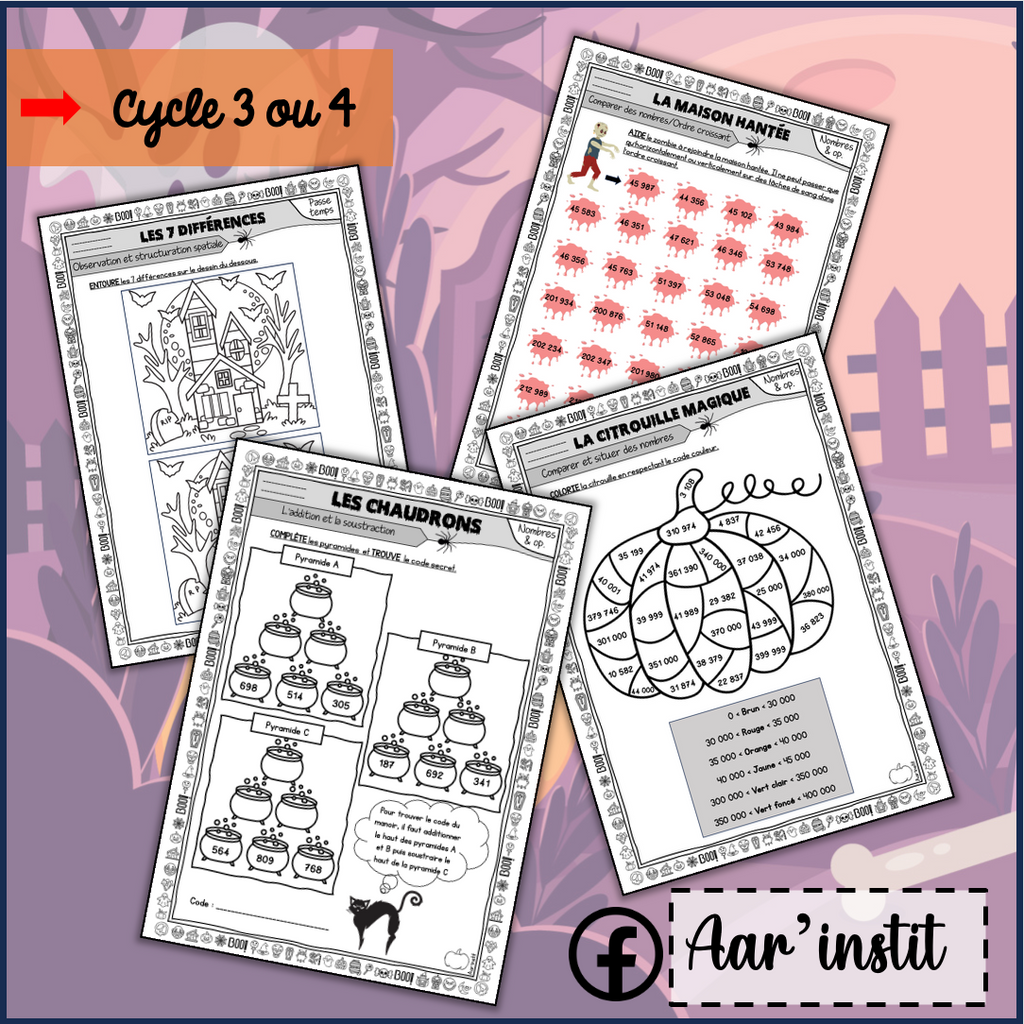 Des fiches de mathématiques pour Halloween (cycle 3 ou 4)