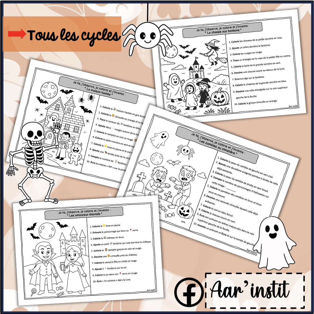 Je lis, je colorie, j'observe et j'invente (tous les cycles)