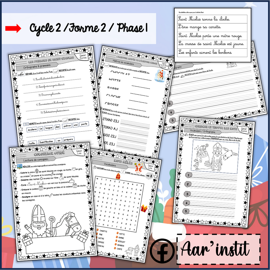 Des fiches de français pour Saint-Nicolas