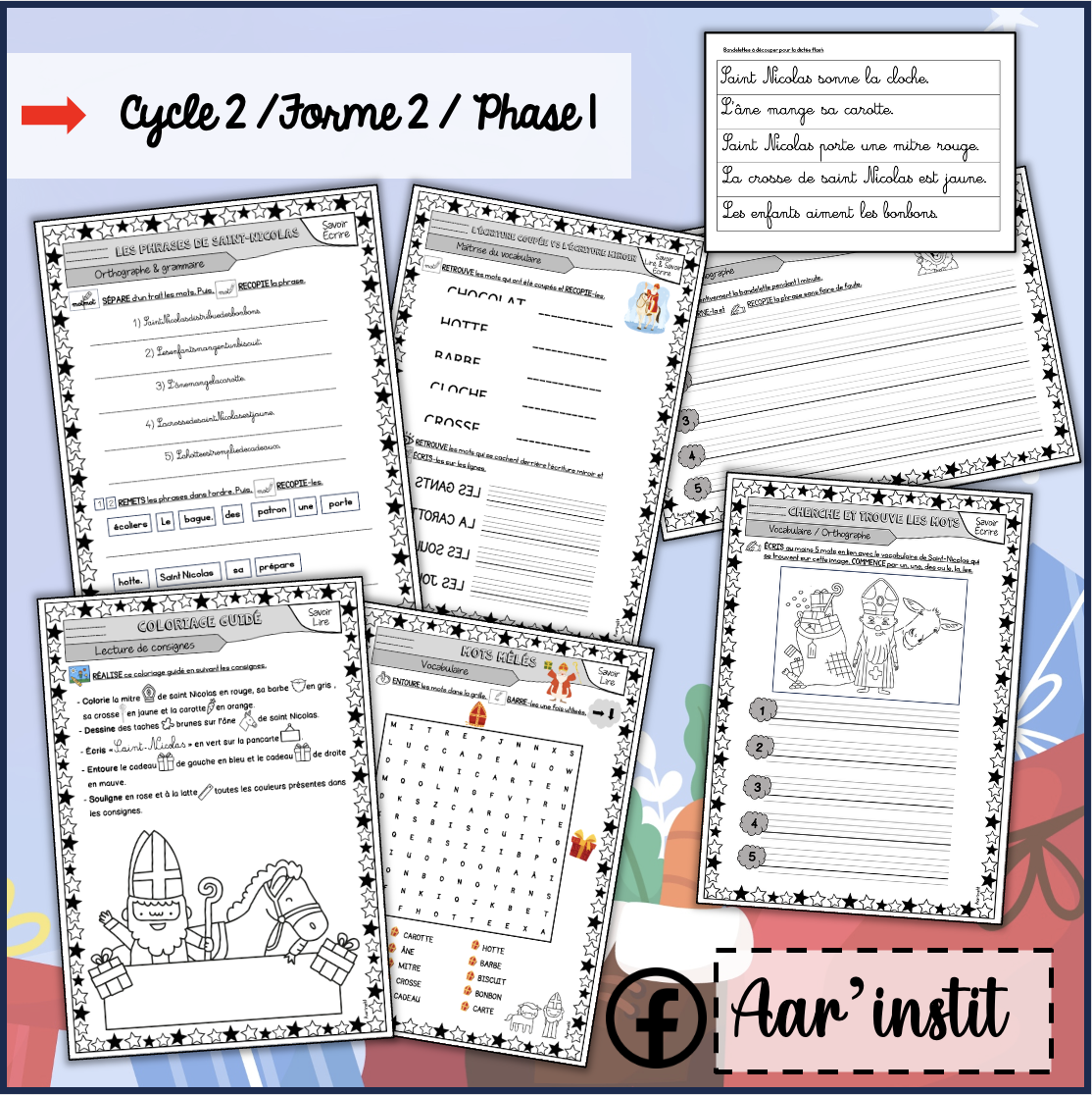 Des fiches de français pour Saint-Nicolas