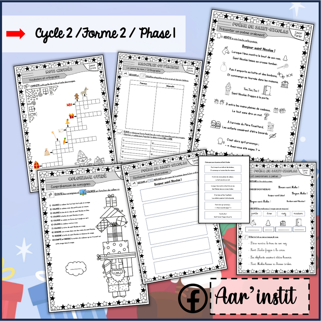 Des fiches de français pour Saint-Nicolas