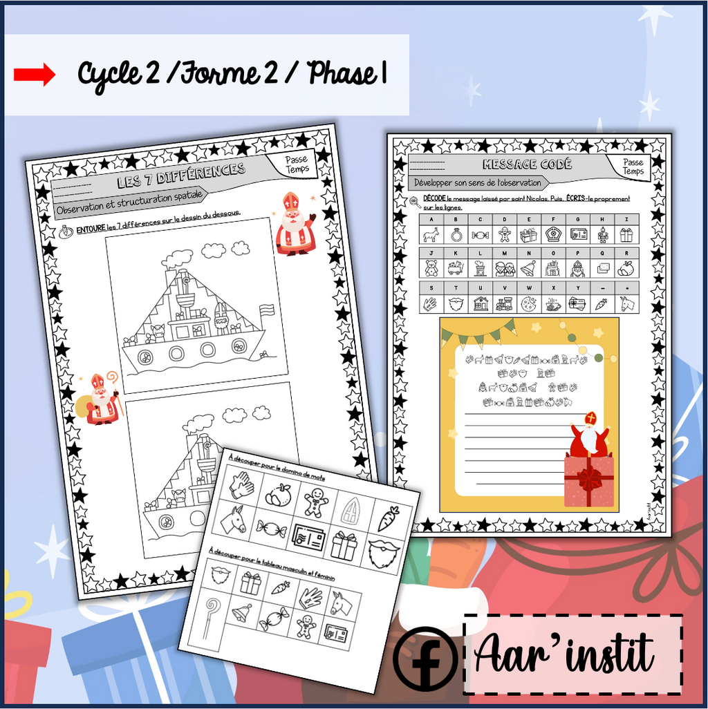 Des fiches de français pour Saint-Nicolas