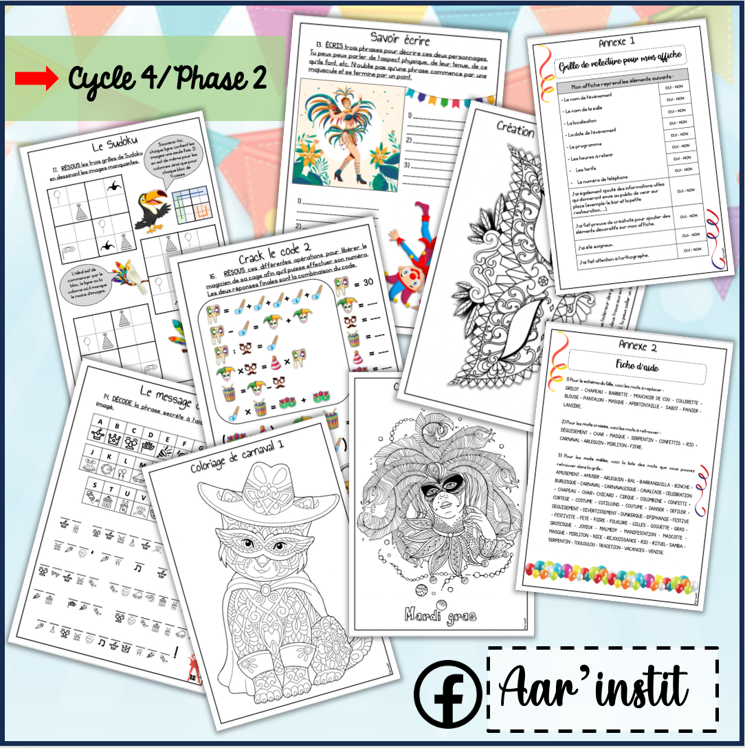 Mon dossier de Carnaval (cycle 4)