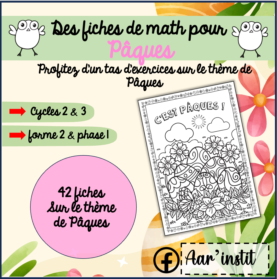 Des fiches de math pour Pâques (cycle 2)
