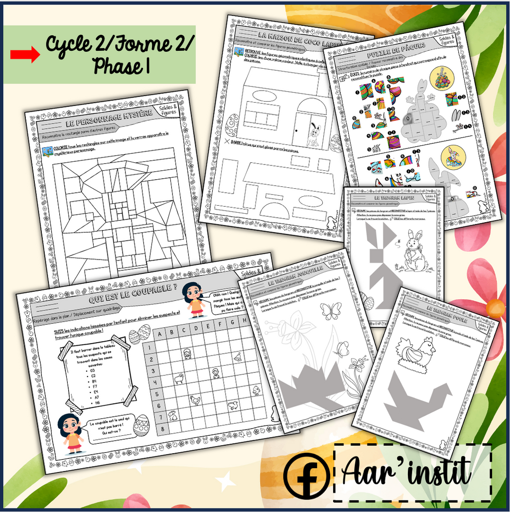 Des fiches de math pour Pâques (cycle 2)