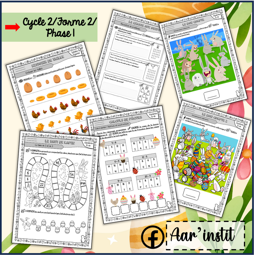 Des fiches de math pour Pâques (cycle 2)