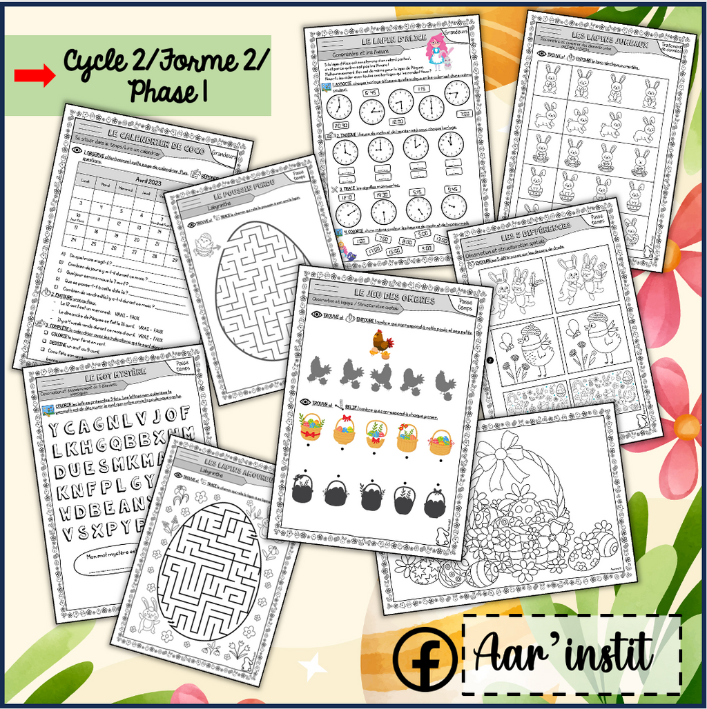 Des fiches de math pour Pâques (cycle 2)