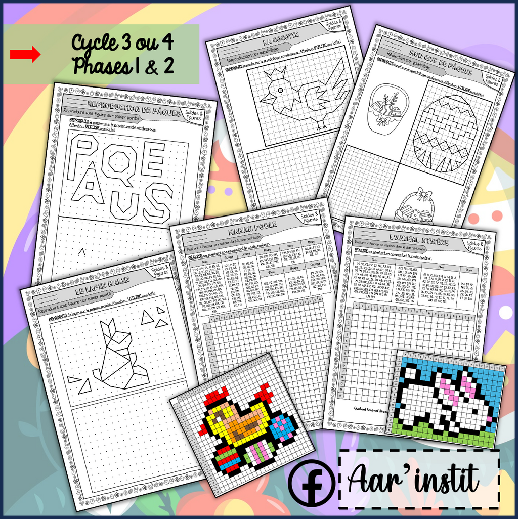 Fiches de mathématiques pour Pâques (cycle 3 ou 4)