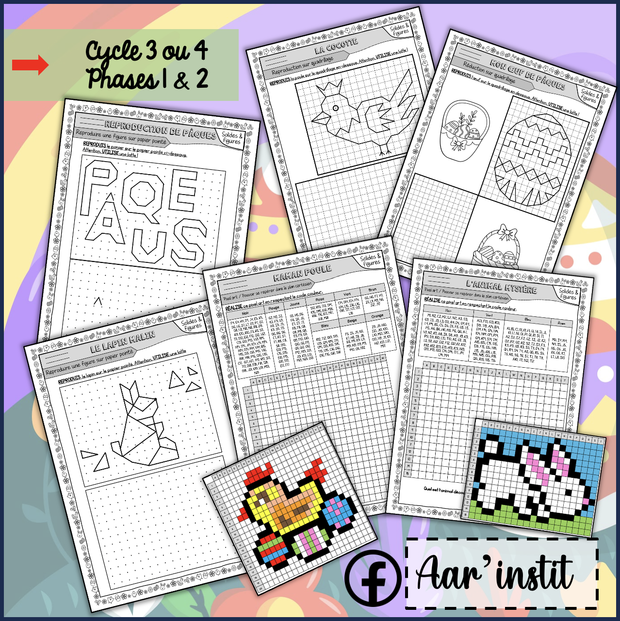 Fiches de mathématiques pour Pâques (cycle 3 ou 4)