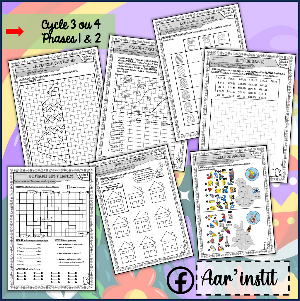 Fiches de mathématiques pour Pâques (cycle 3 ou 4)