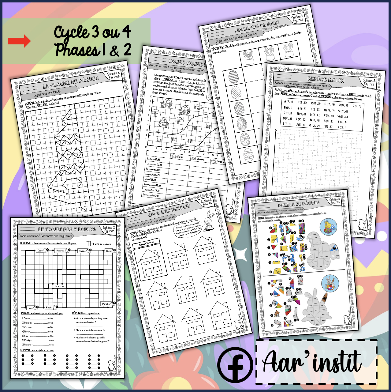 Fiches de mathématiques pour Pâques (cycle 3 ou 4)
