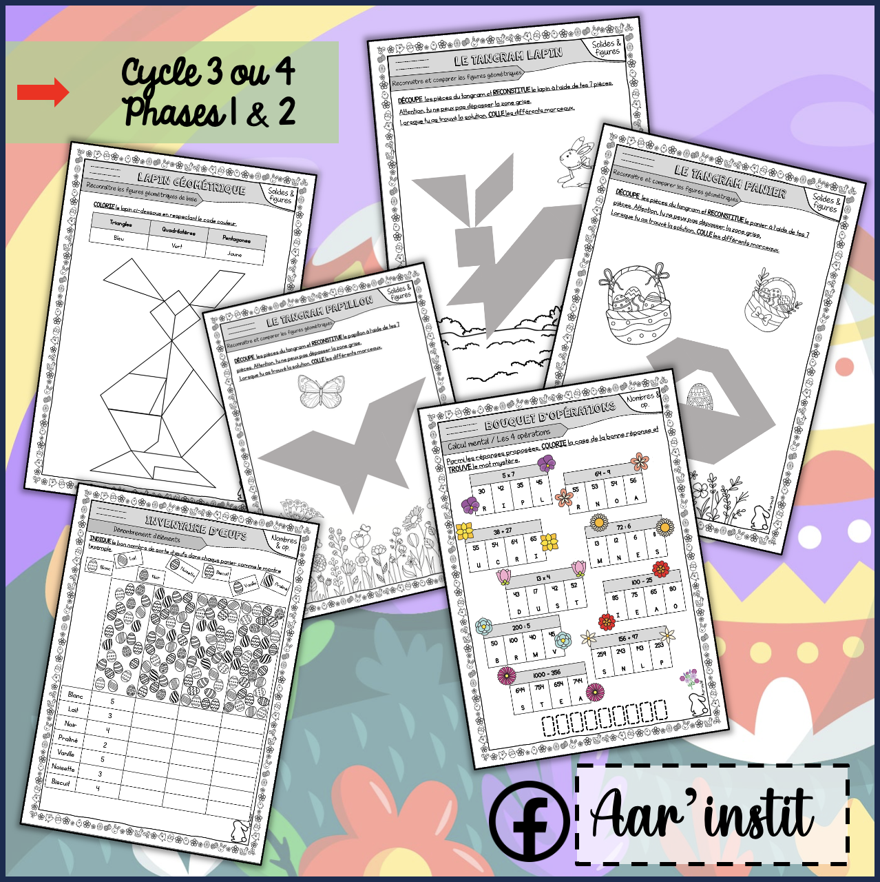 Fiches de mathématiques pour Pâques (cycle 3 ou 4)