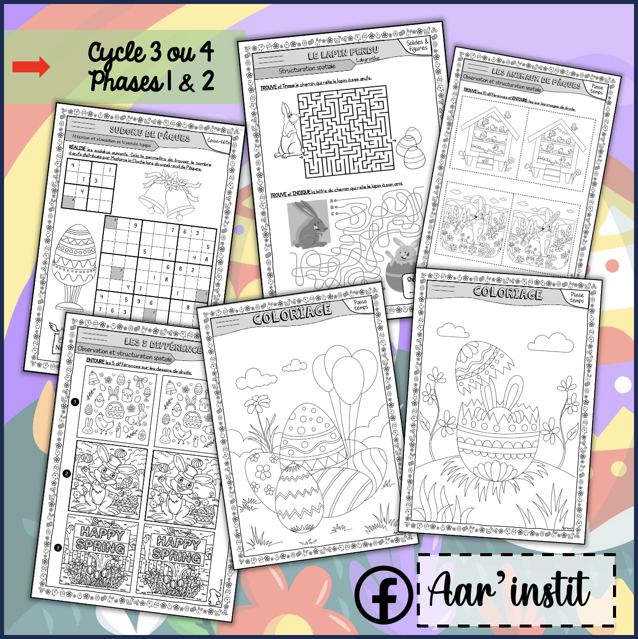 Fiches de mathématiques pour Pâques (cycle 3 ou 4)