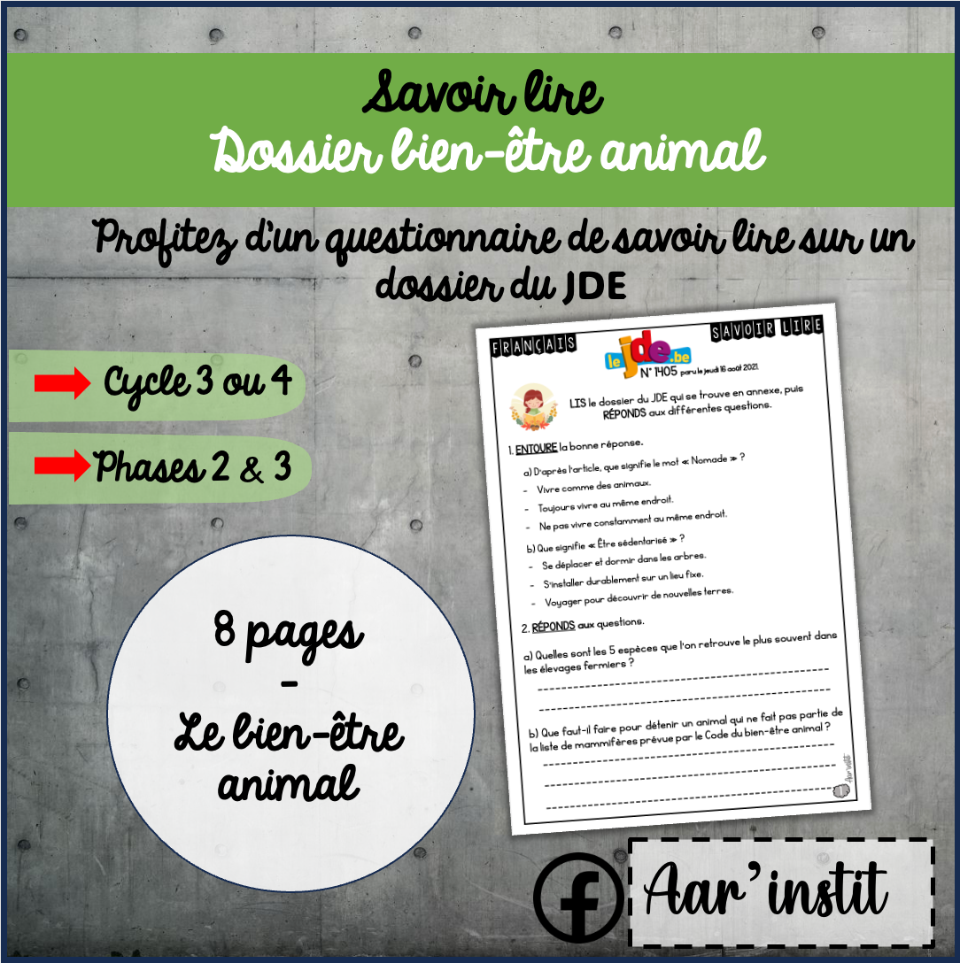 Savoir lire : "Le bien être animal" (cycle 4)