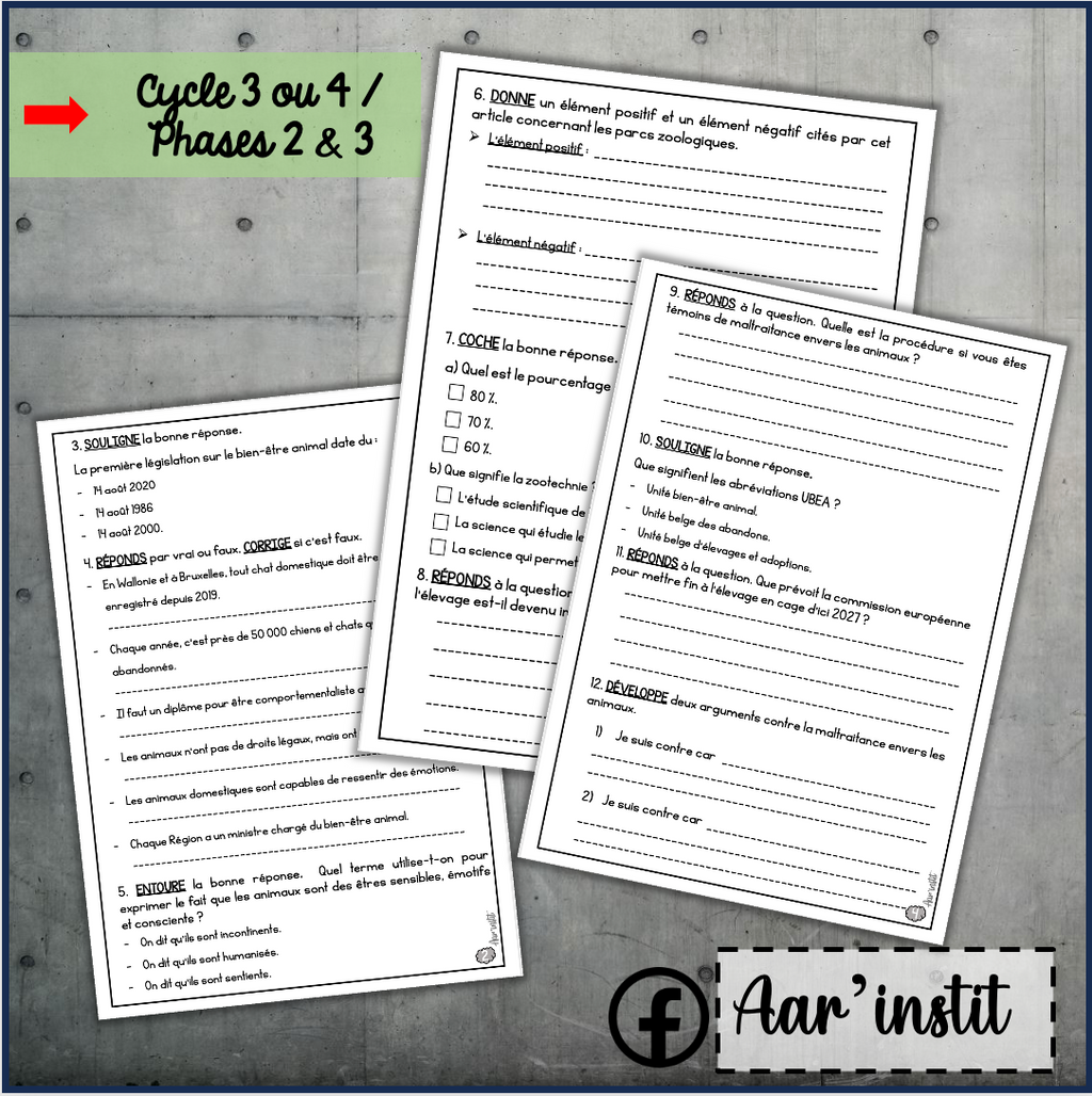 Savoir lire : "Le bien être animal" (cycle 4)