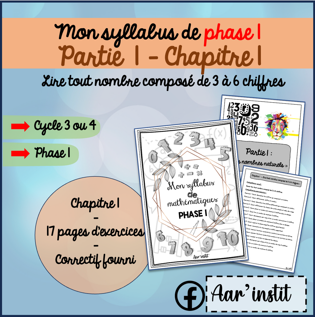 Syllabus phase 1 - Chapitre 1 - Lire tout nombre composé de 3 à 6 chiffres