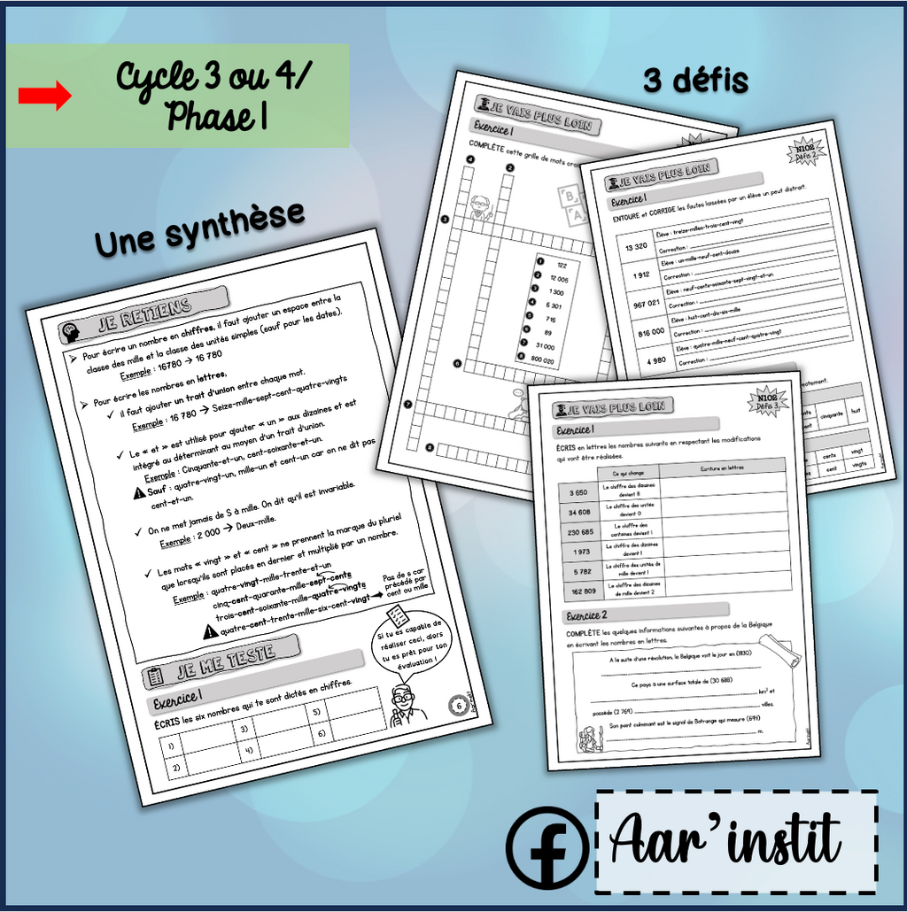 Syllabus phase 1 - Chapitre 2 - Écrire sous la dictée tout nombre composé de 3 à 6 chiffres
