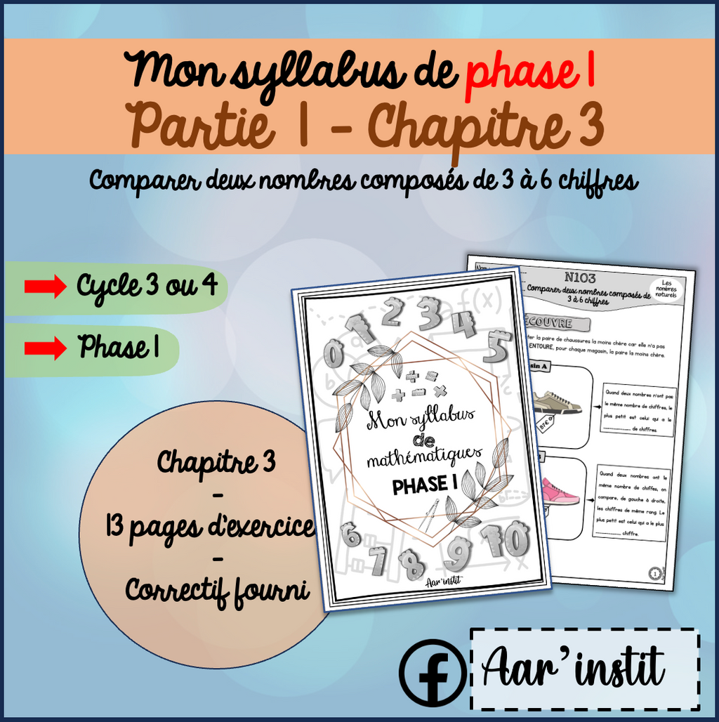 Syllabus phase 1 - Chapitre 3 - Comparer deux nombres composés de 3 à 6 chiffres