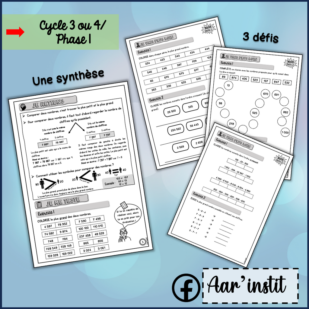 Syllabus phase 1 - Chapitre 3 - Comparer deux nombres composés de 3 à 6 chiffres