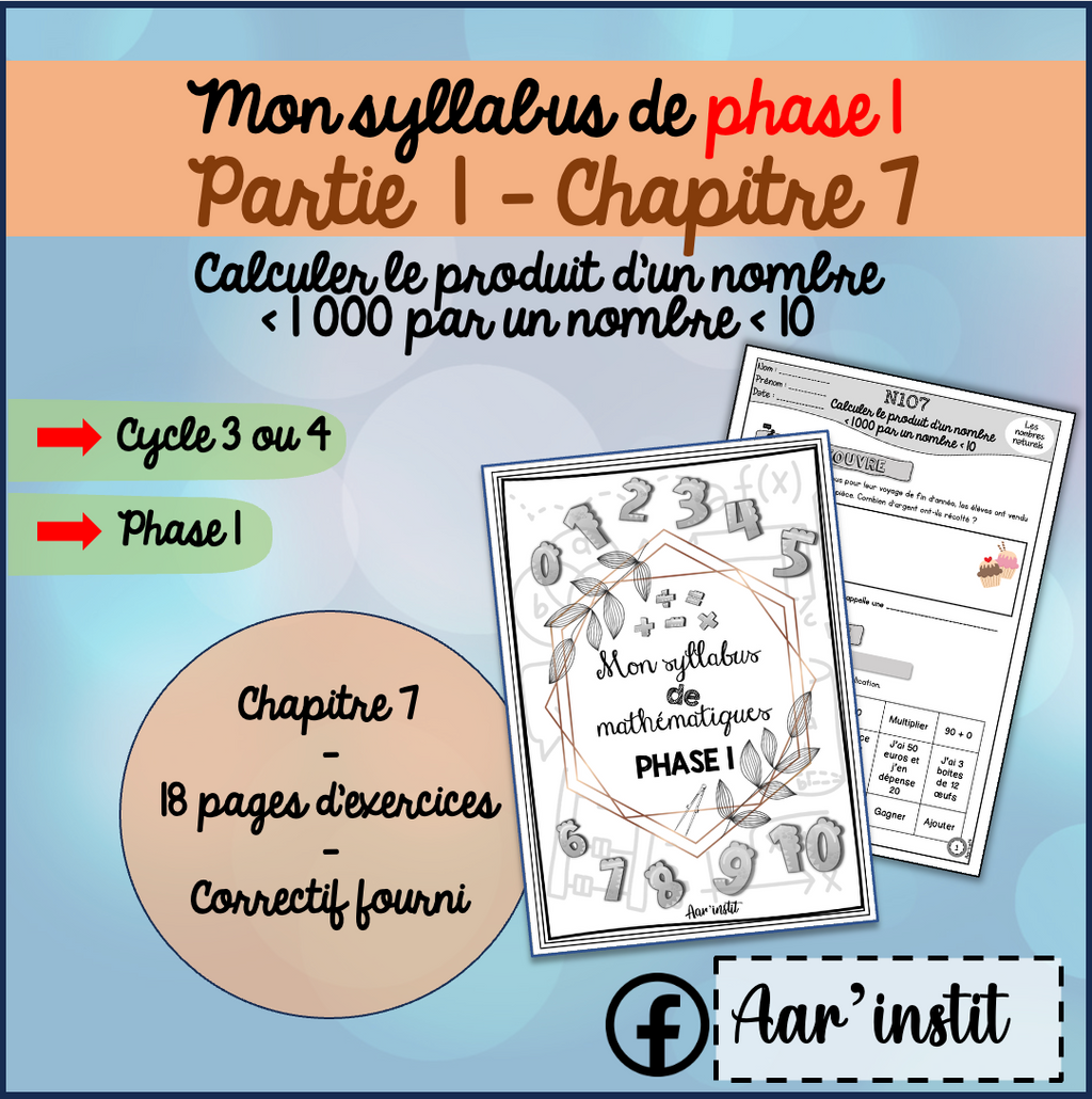 Syllabus phase 1 - Chapitre 7 - La multiplication écrite