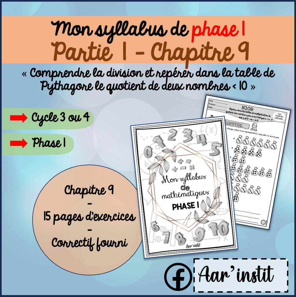 Syllabus phase 1 - Chapitre 9 - Se servir des tables de multiplication pour diviser