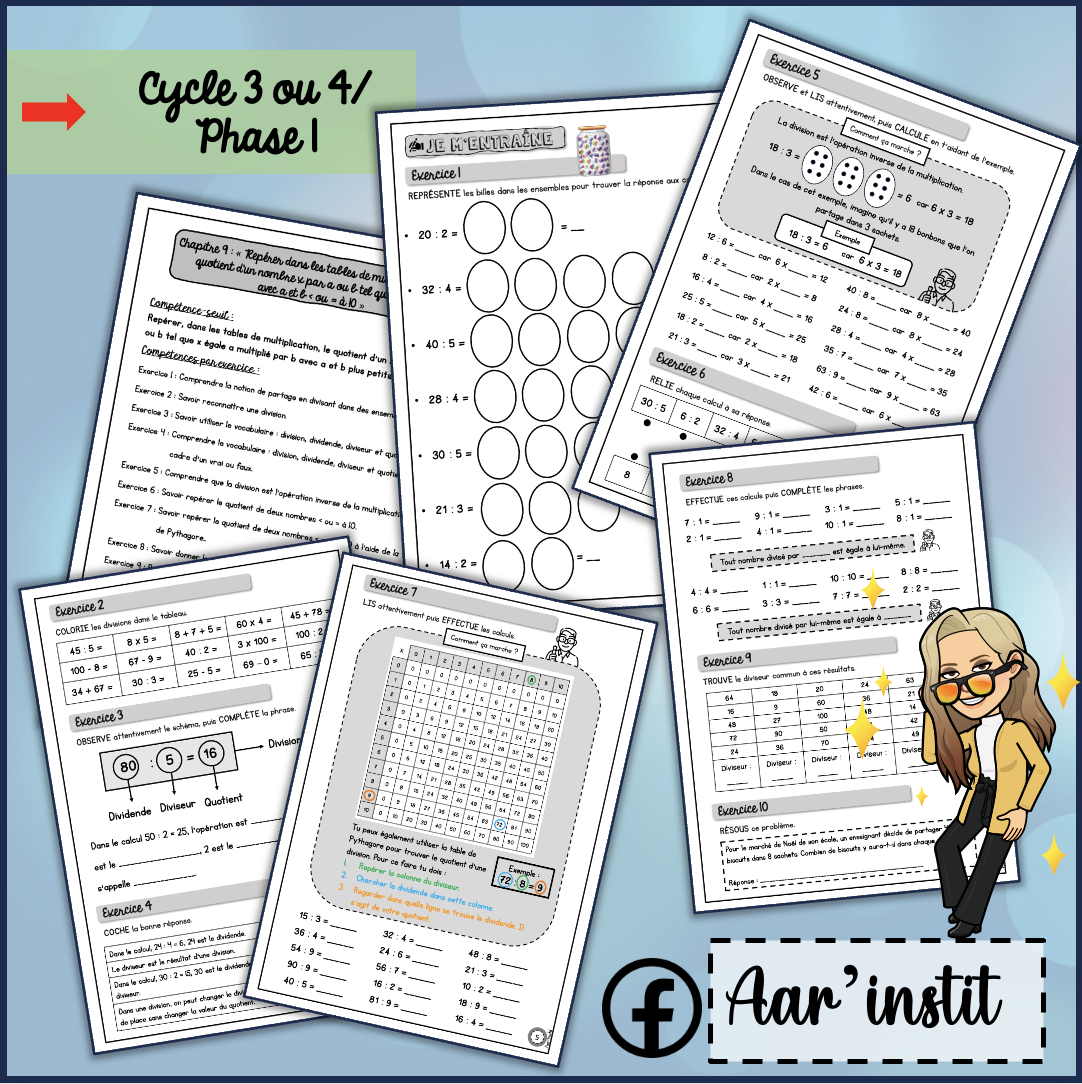 Syllabus phase 1 - Chapitre 9 - Se servir des tables de multiplication pour diviser