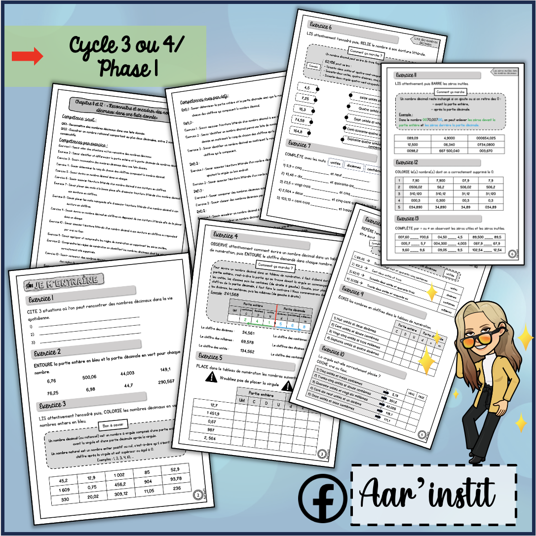 Syllabus phase 1 - Chapitres 11 & 12 - Les nombres décimaux