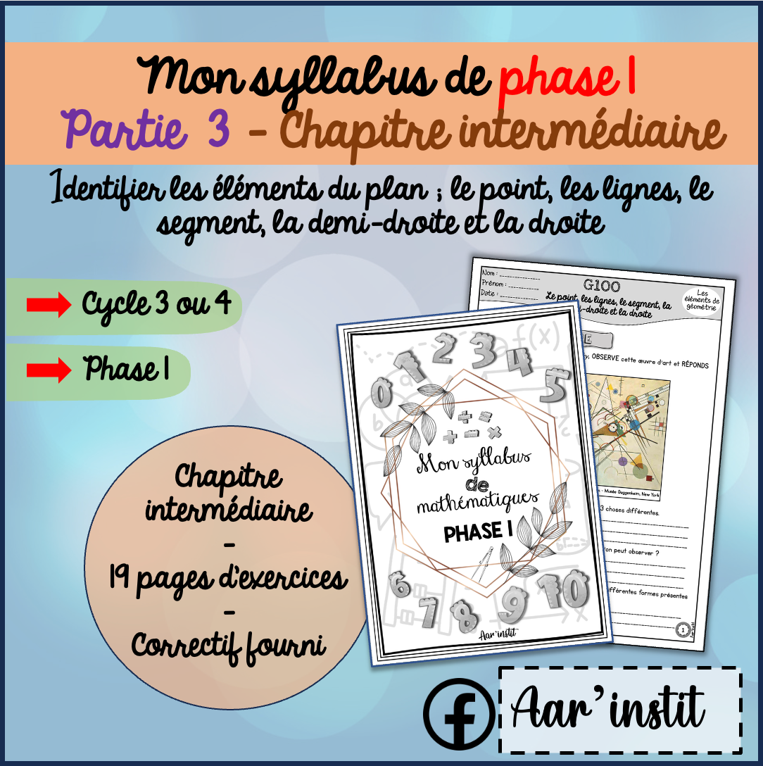 Syllabus phase 1 - Chapitre intermédiaire - Les lignes, le segment, la demi-droite et la droite