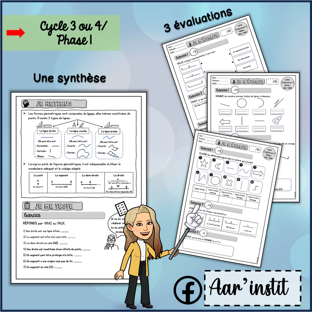 Syllabus phase 1 - Chapitre intermédiaire - Les lignes, le segment, la demi-droite et la droite