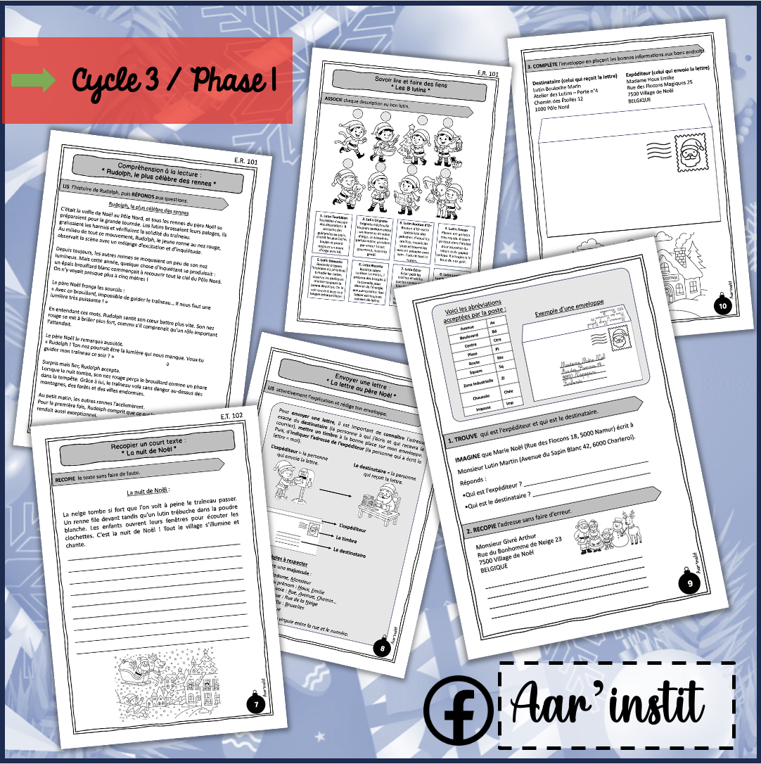 Mon cahier de français pour Noël (cycle 3 / phase 1)