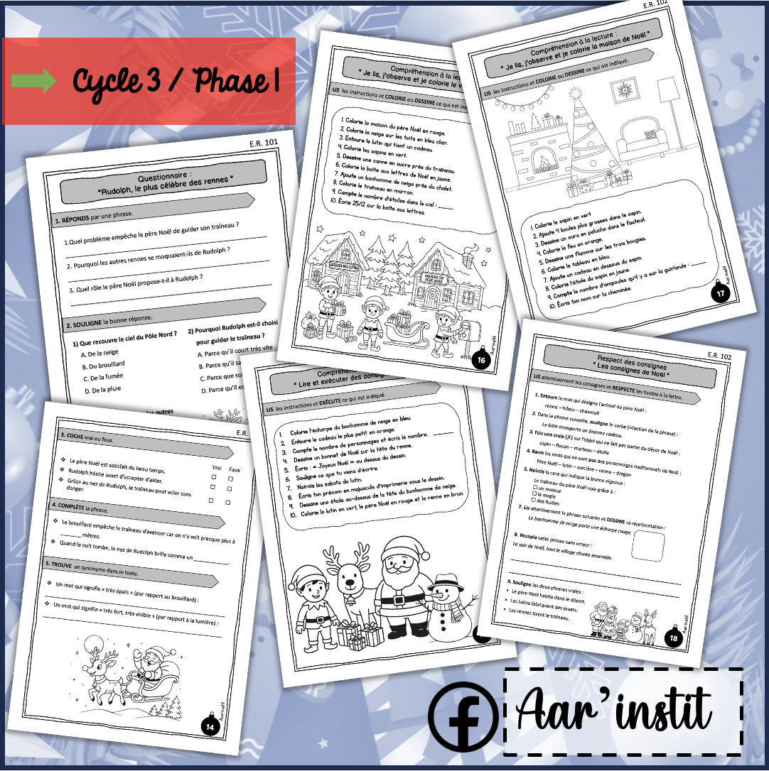 Mon cahier de français pour Noël (cycle 3 / phase 1)