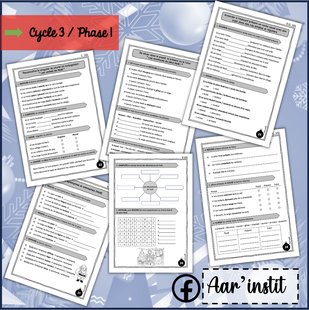 Mon cahier de français pour Noël (cycle 3 / phase 1)