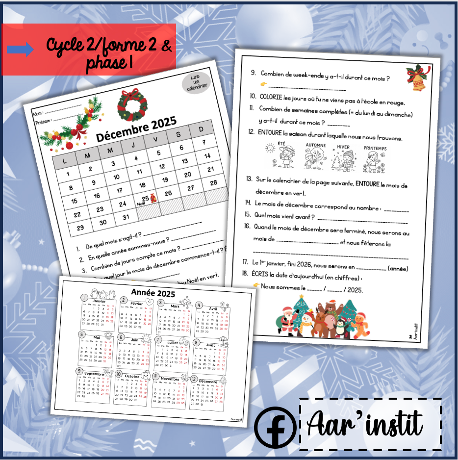 Lire le calendrier - Décembre