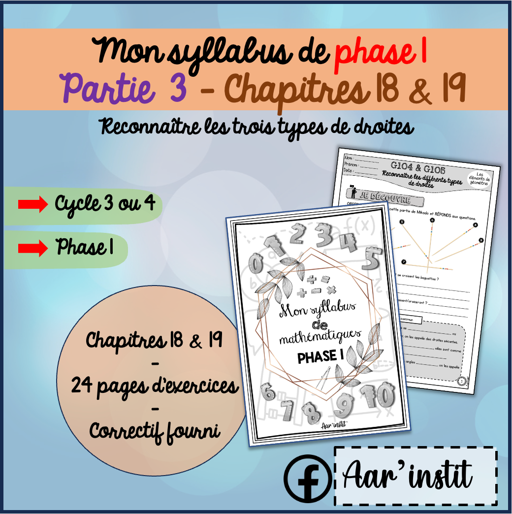 Syllabus phase 1 - Chapitres 18 & 19 - Les différents types de droites