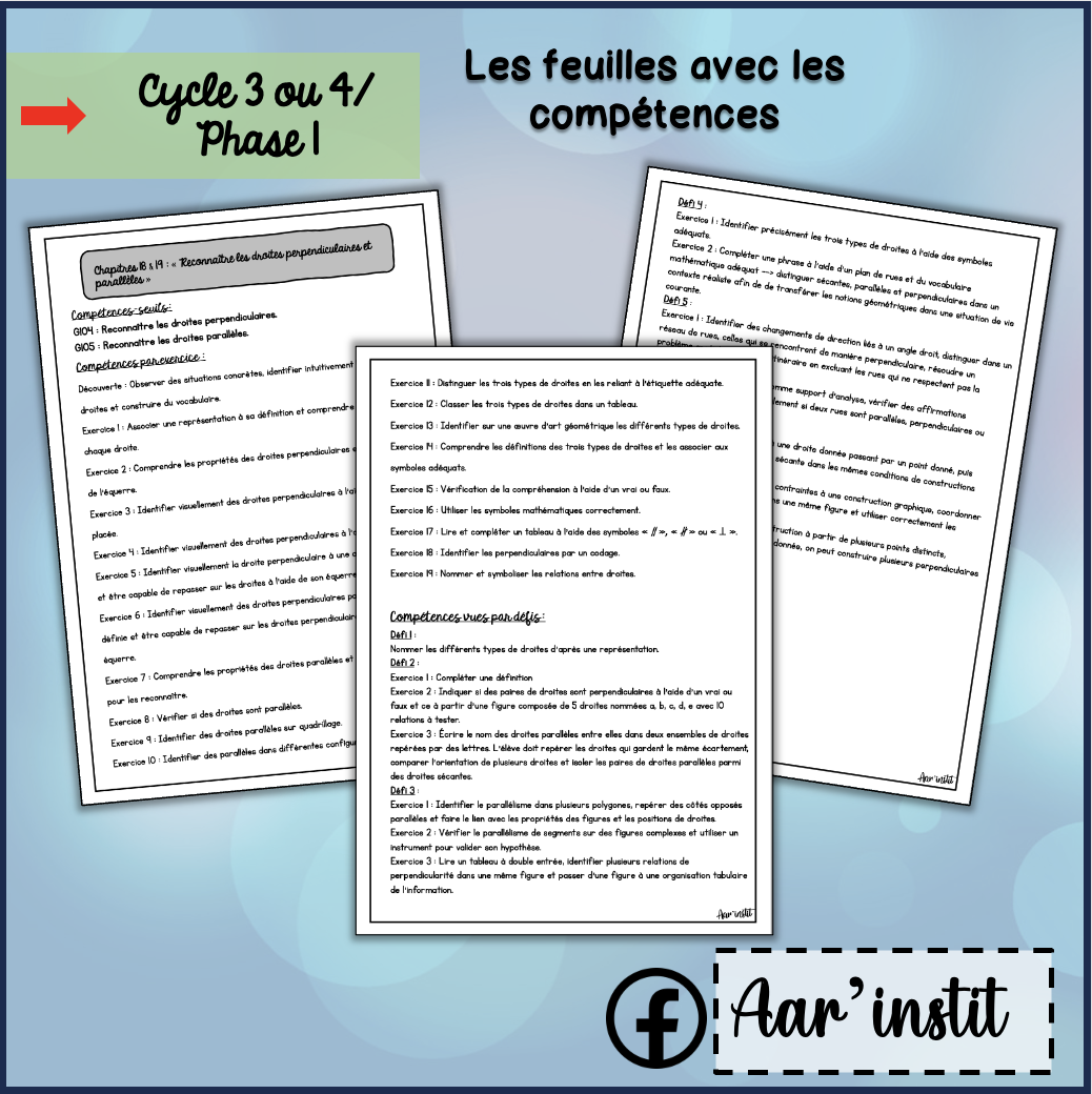 Syllabus phase 1 - Chapitres 18 & 19 - Les différents types de droites