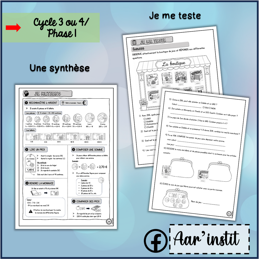 Syllabus phase 1 - Chapitre 32 - La monnaie